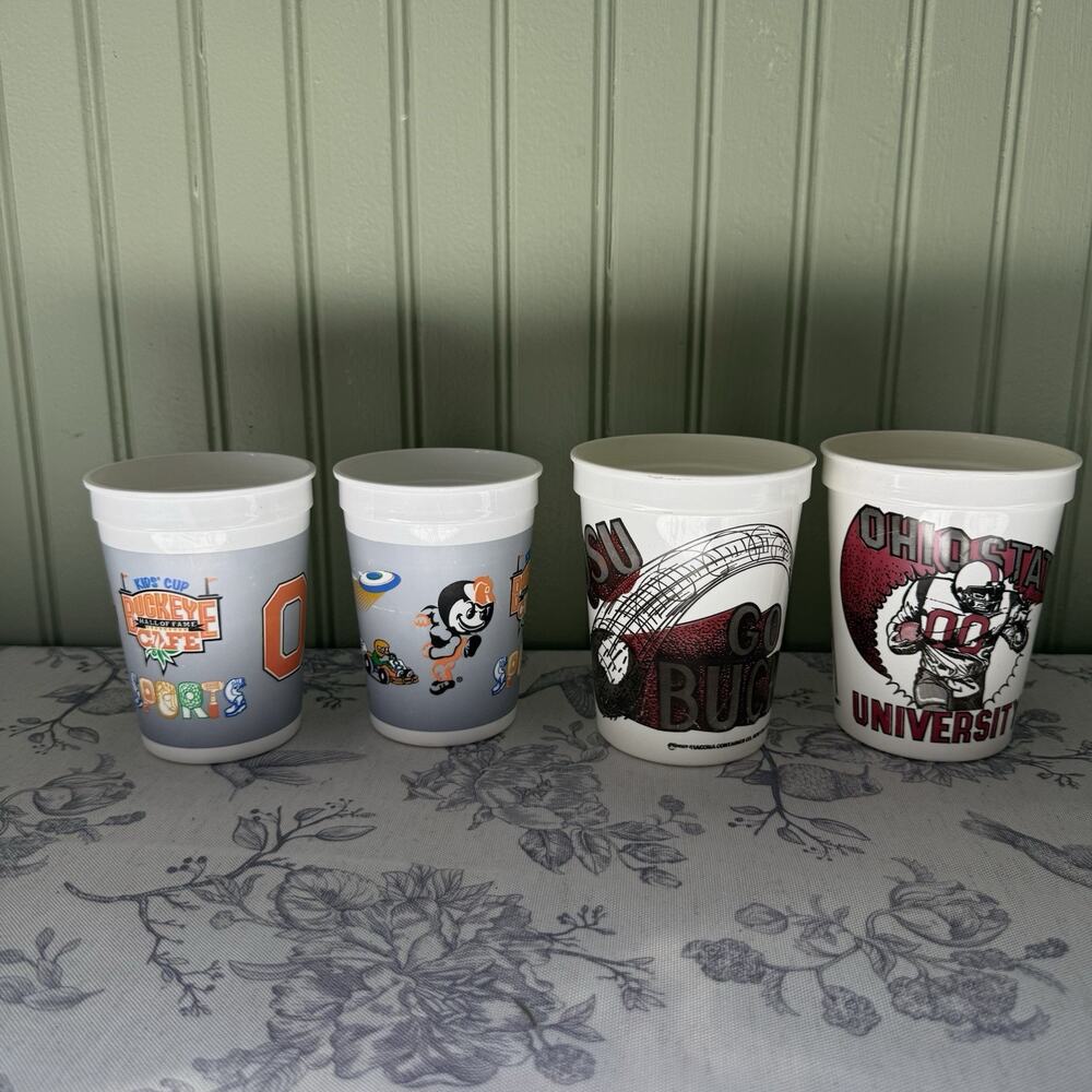 Vtg 1990s Ohio State Buckeyes Football Stadium Plastic Cups Lot 4 Kids Cup